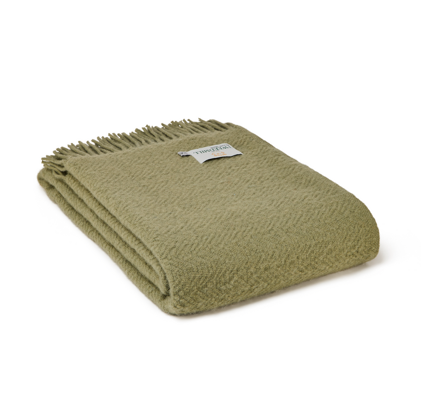 Tweedmill Moorland Pure New Wool Throw, Sage Green