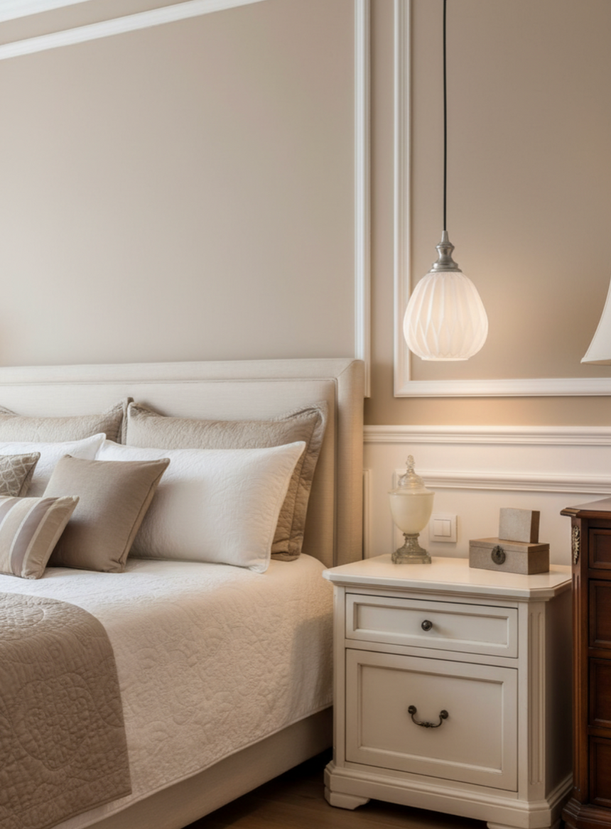 Refract Round Glass Pendant, White