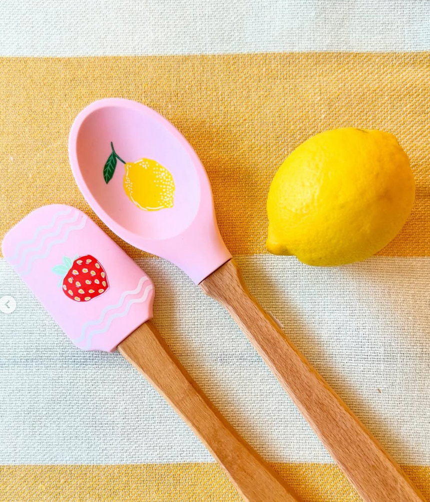 Talking Table Food Icons Silicone Stirring Spoon, Lemon