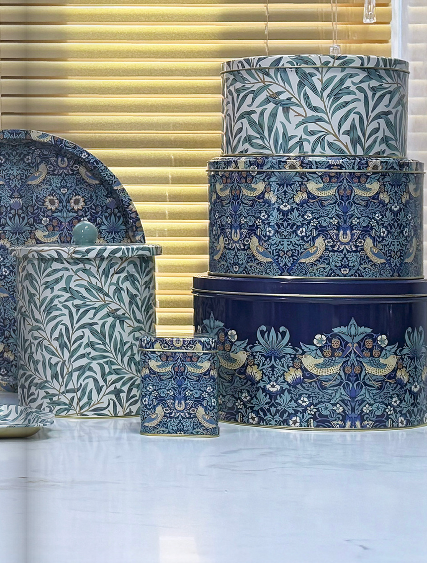 William Morris Round Cake Tins, Strawberry Thief ( Set Of 3 )