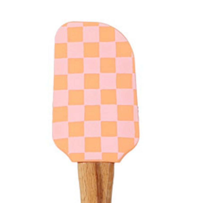 Talking Table Food Icons Silicone Spatula, Pink  & Orange Check