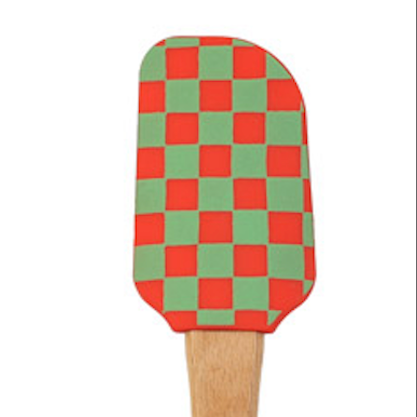 Talking Table Food Icons Silicone Spatula, Red & Green Check