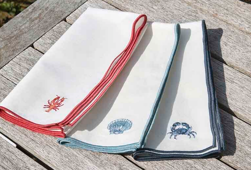 Walton & Co Embroidered Napkin Crab (Set of 2)