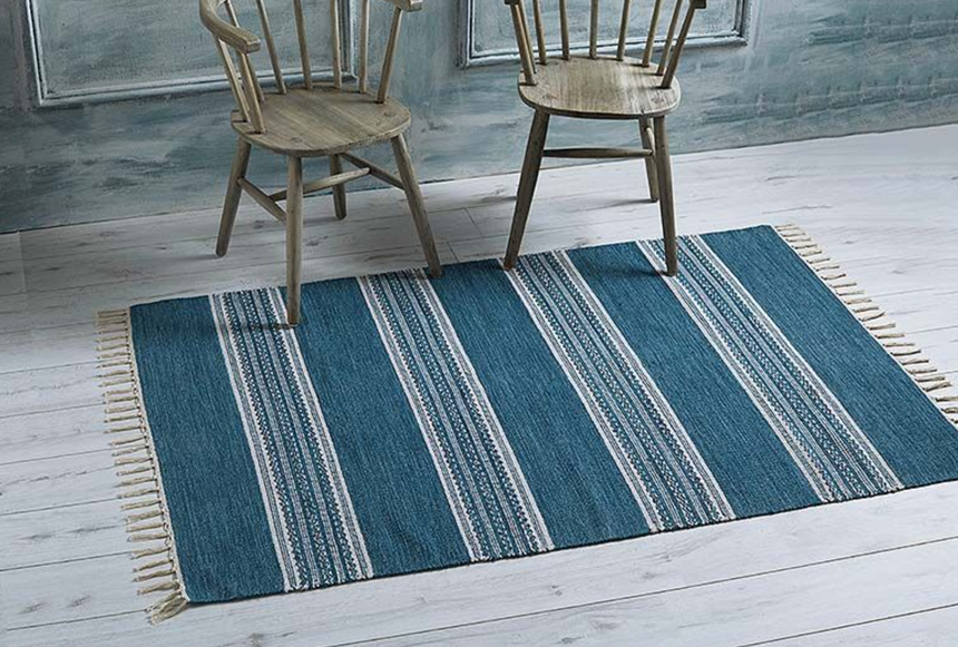 Walton & Co Austell Cotton Rug, Blue