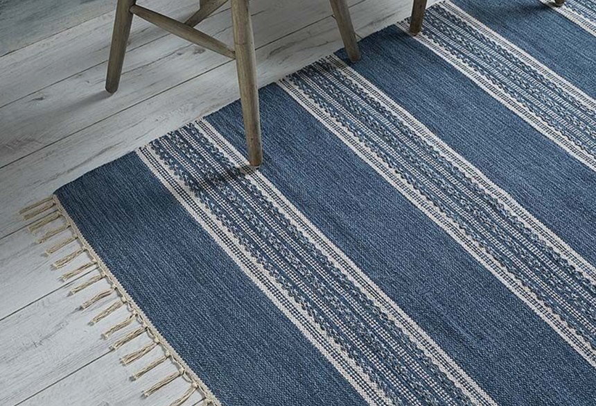 Walton & Co Austell Cotton Rug, Blue
