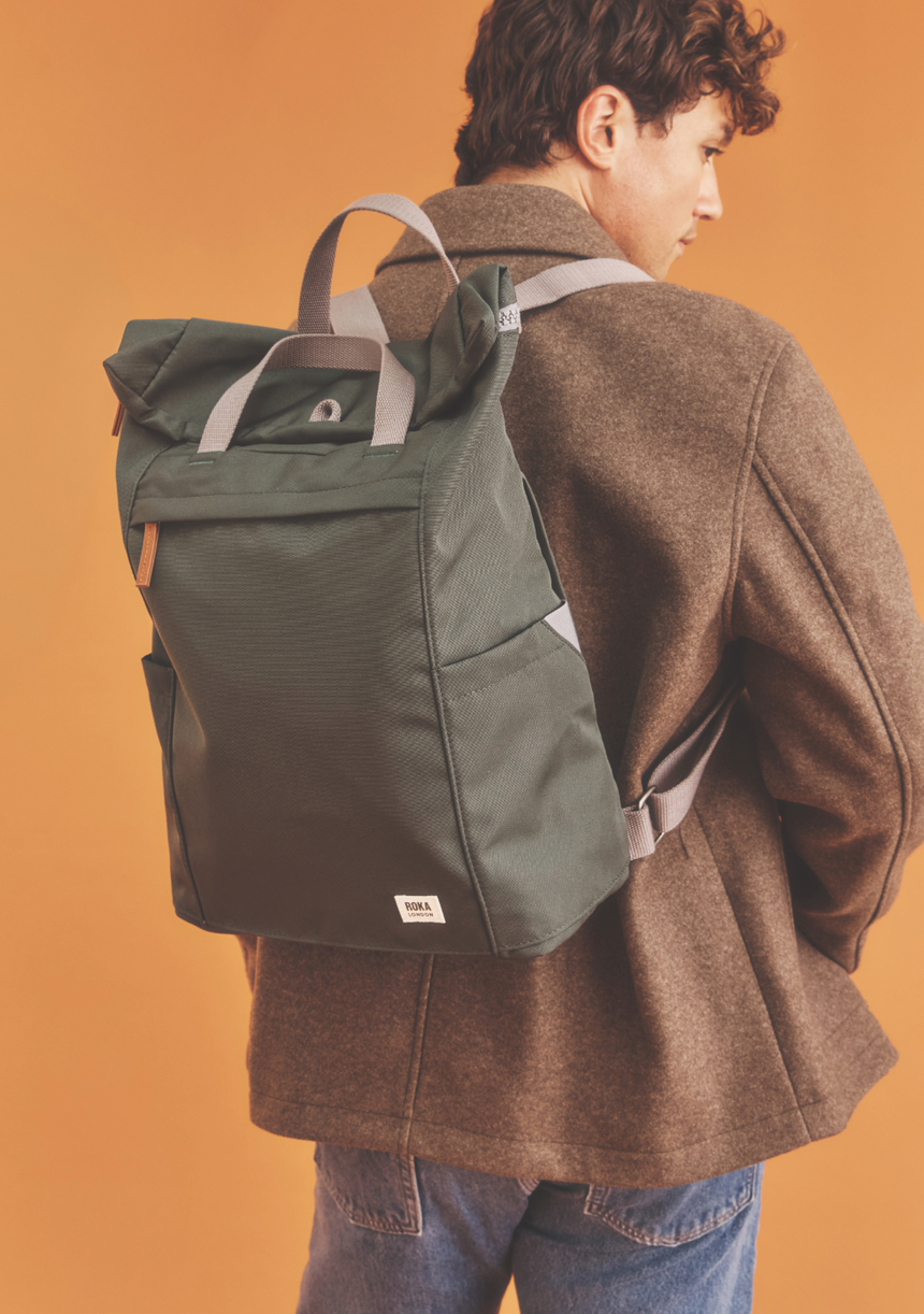 Roka London Finchley Sustainable Canvas Rucksack, Thunderstorm
