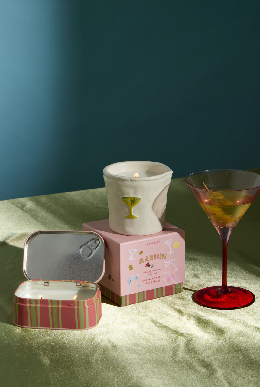 Paddywax Bistro Martini Scented Tin Candle, Lemon & Violet