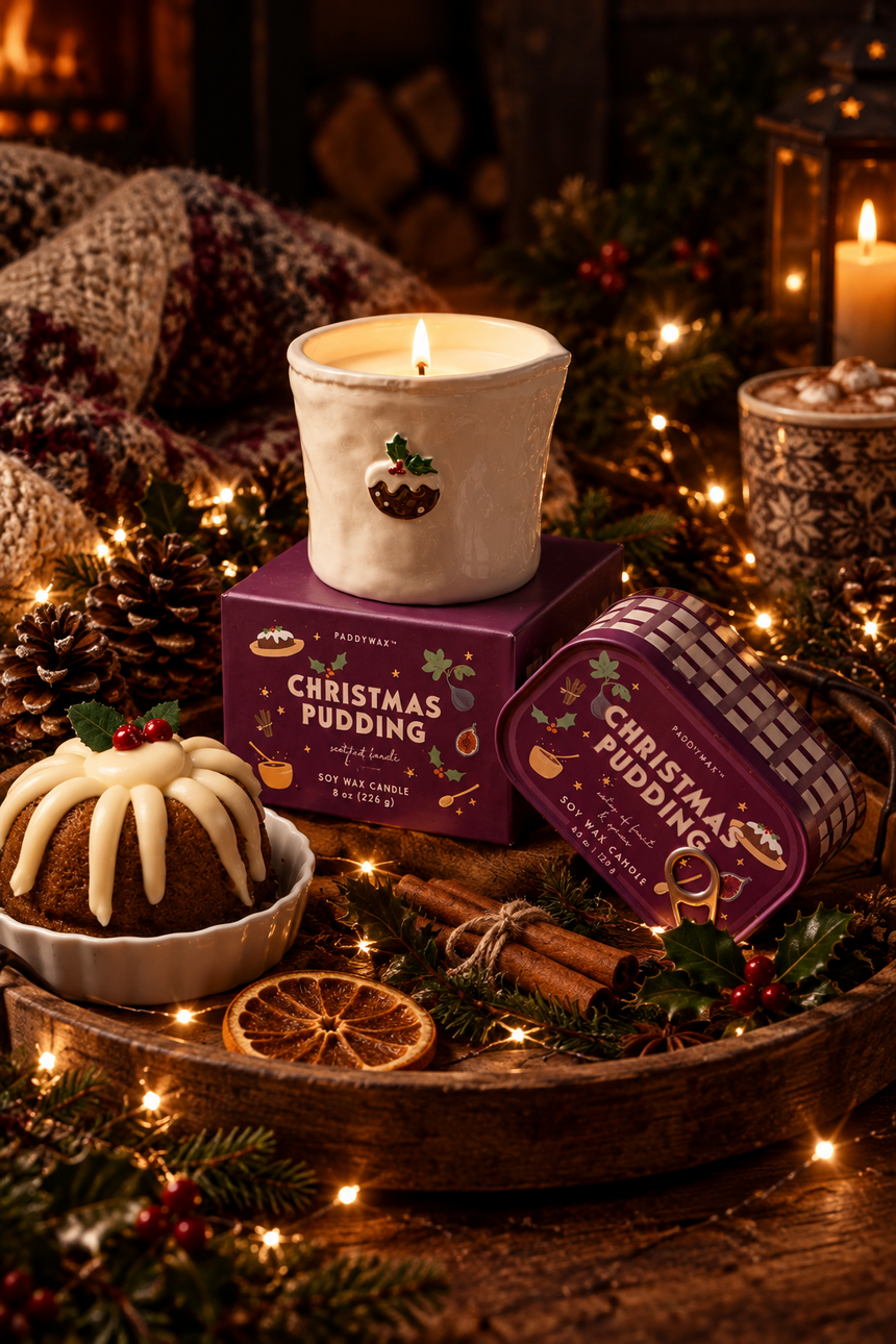 Paddywax Bistro Christmas Pudding Tin Scented Candle, Fruit & Spices