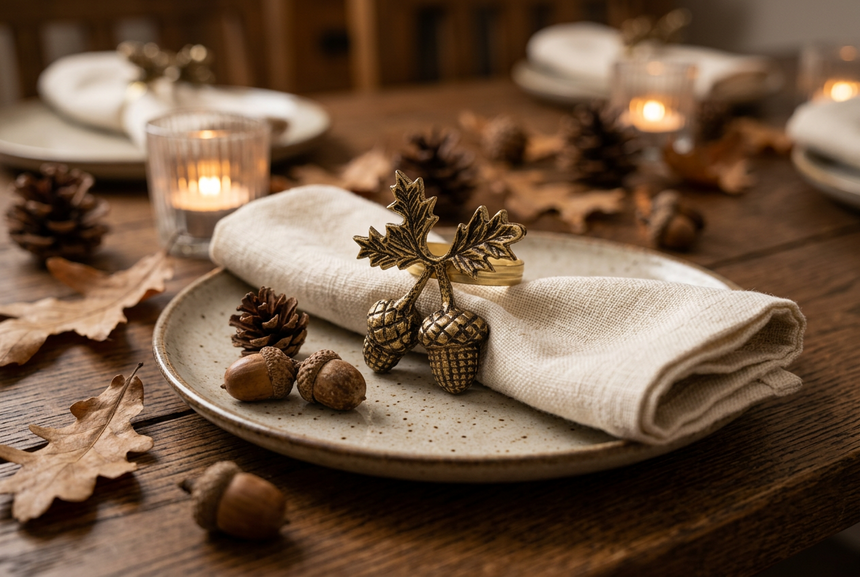 Walton & Co Acorn Napkin Ring, Bronze
