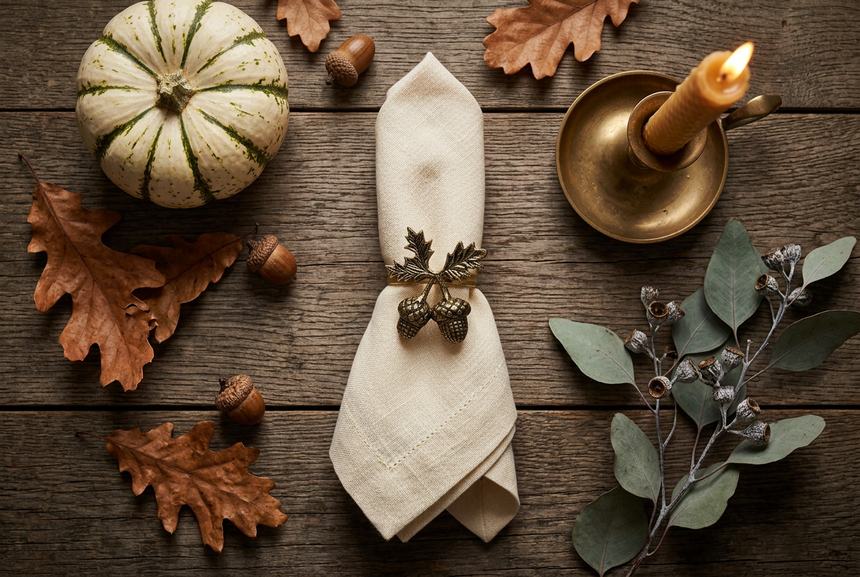 Walton & Co Acorn Napkin Ring, Bronze