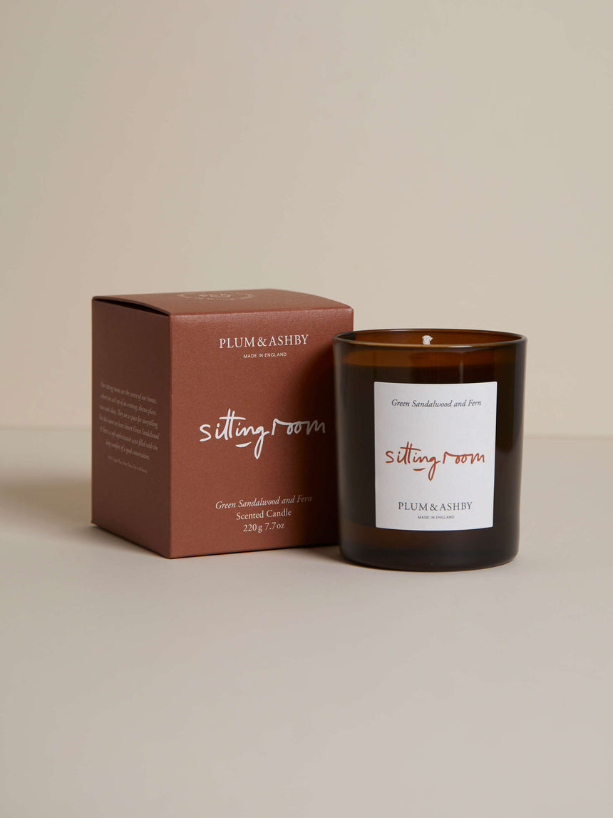 Plum & Ashby Large Scented Sitting Room  Candle, Green Sandalwood & Fern