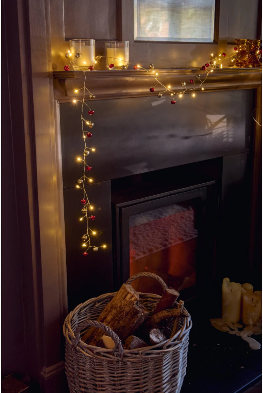 Red & Gold Sleigh Bells LED Fairy Lights