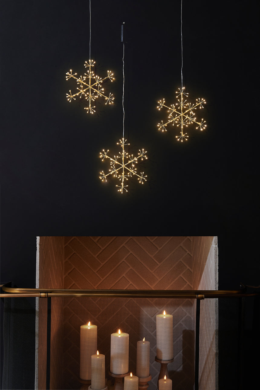 Hanging Snowflake LED Light, Champagne ( Mains Powered )