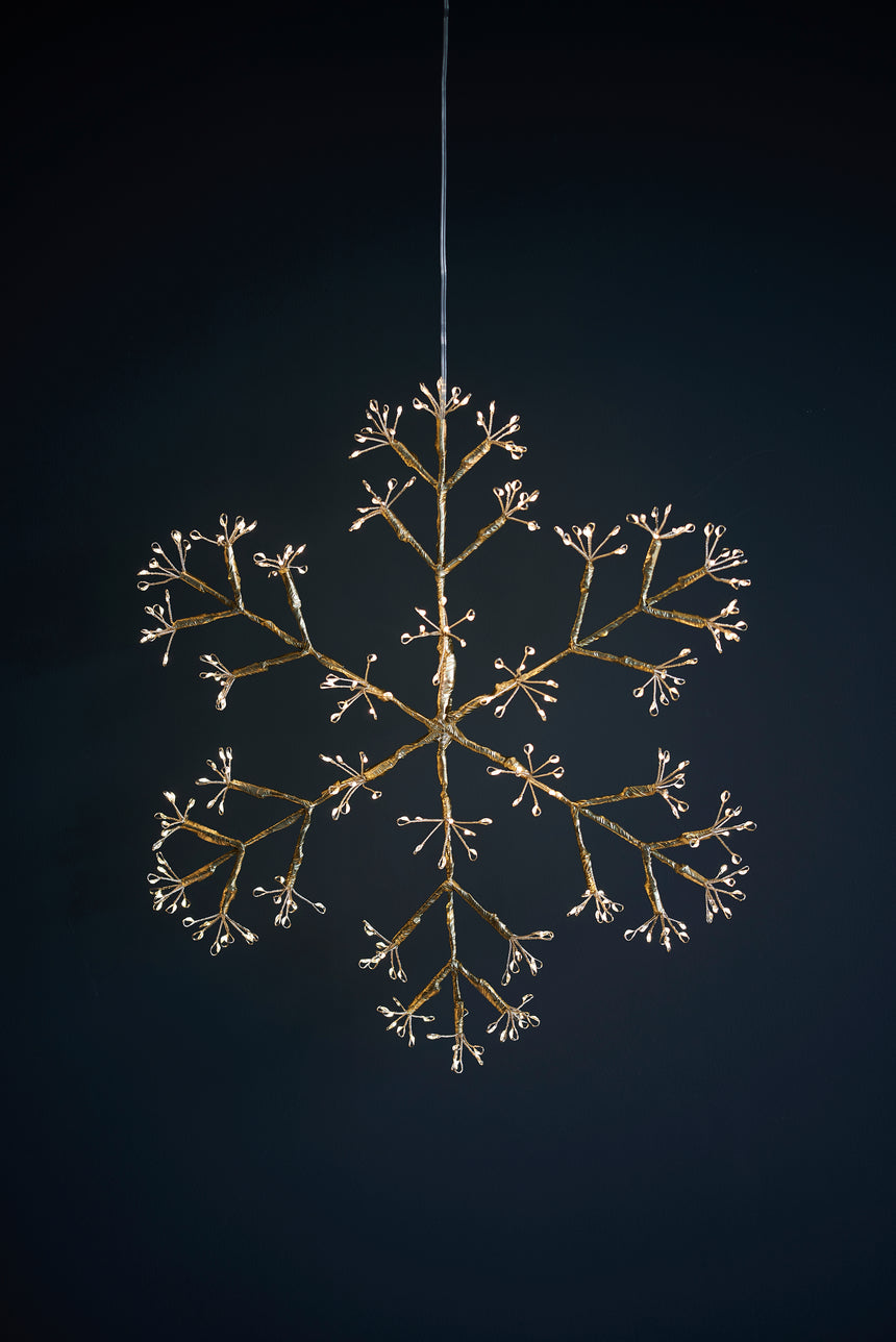 Hanging Snowflake LED Light, Champagne ( Mains Powered )