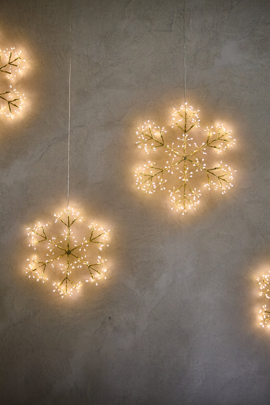 Hanging Snowflake LED Light, Champagne ( Mains Powered )