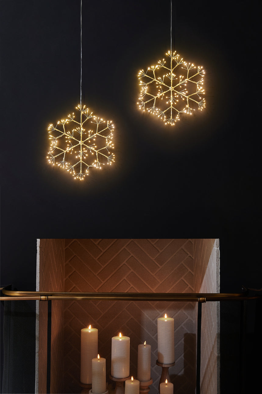 Hanging Snowflake LED Light, Champagne ( Mains Powered )