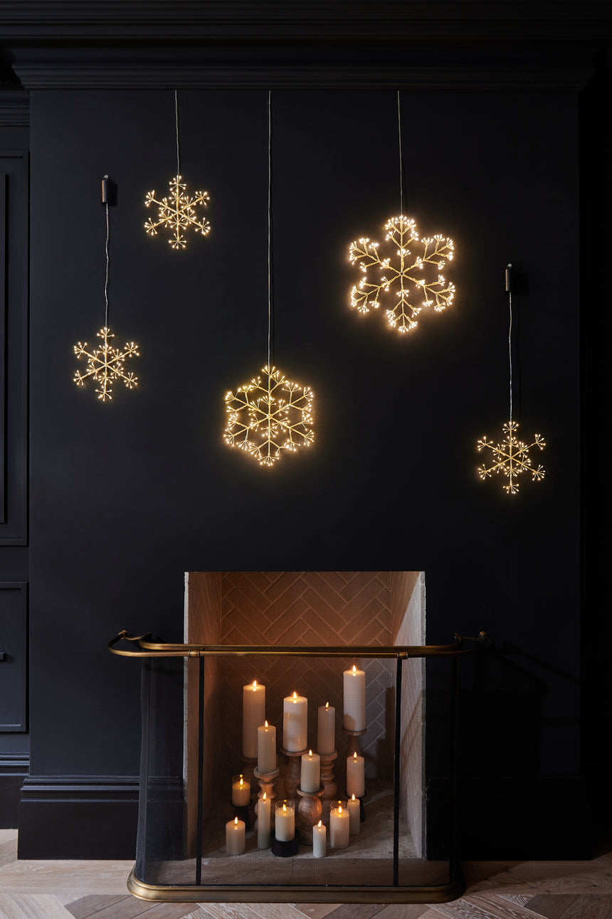 Hanging Snowflake LED Light, Champagne ( Mains Powered )