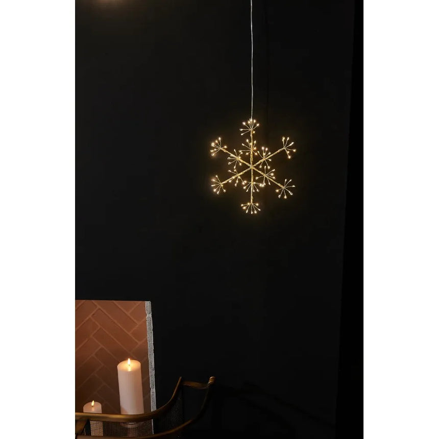Hanging Snowflake LED Light, Champagne ( Battery Operated )