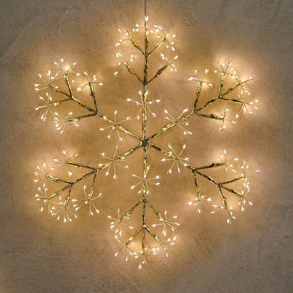 Hanging Snowflake LED Light, Champagne ( Mains Powered )