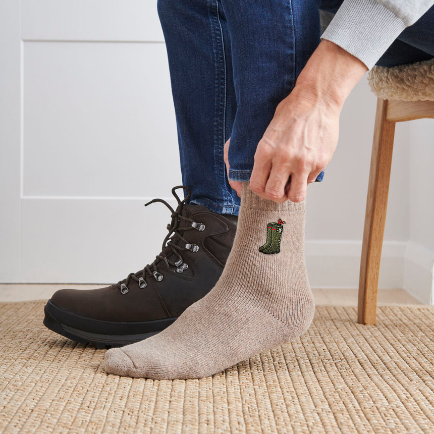 Sweet William Gardening Walking Wool Socks, Green Wellies