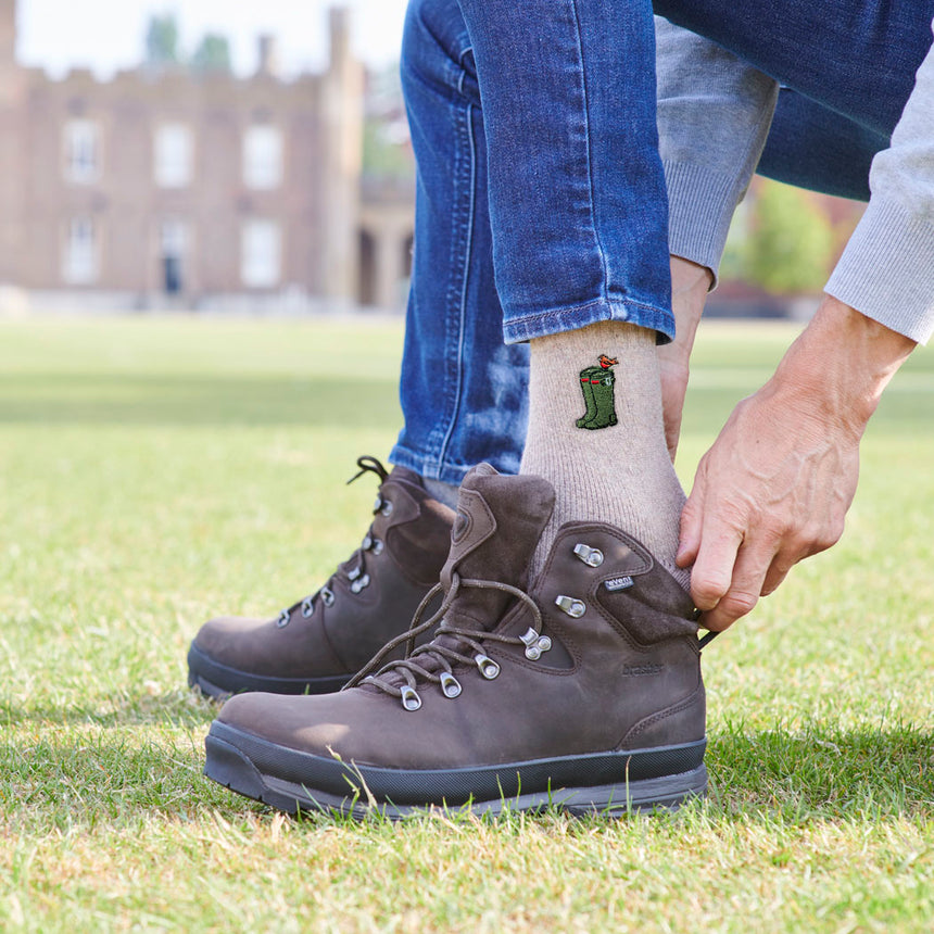 Sweet William Gardening Walking Wool Socks, Green Wellies