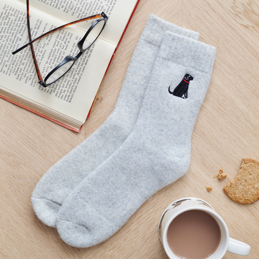 Sweet William Dog Walker Socks, Black Labrador