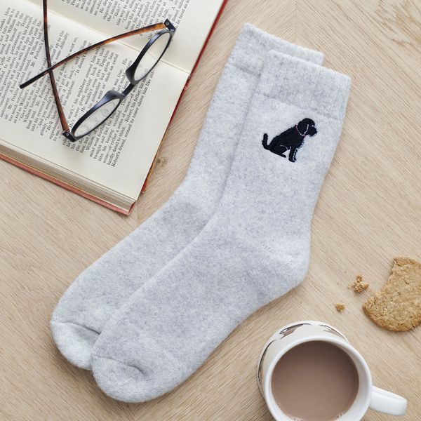 Sweet William Dog Walker Socks, Black Cockapoo