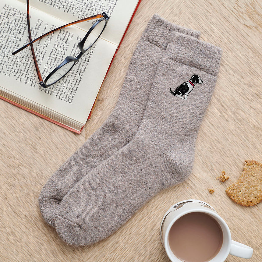 Sweet William Dog Walker Socks, Springer Spaniel, Black & White