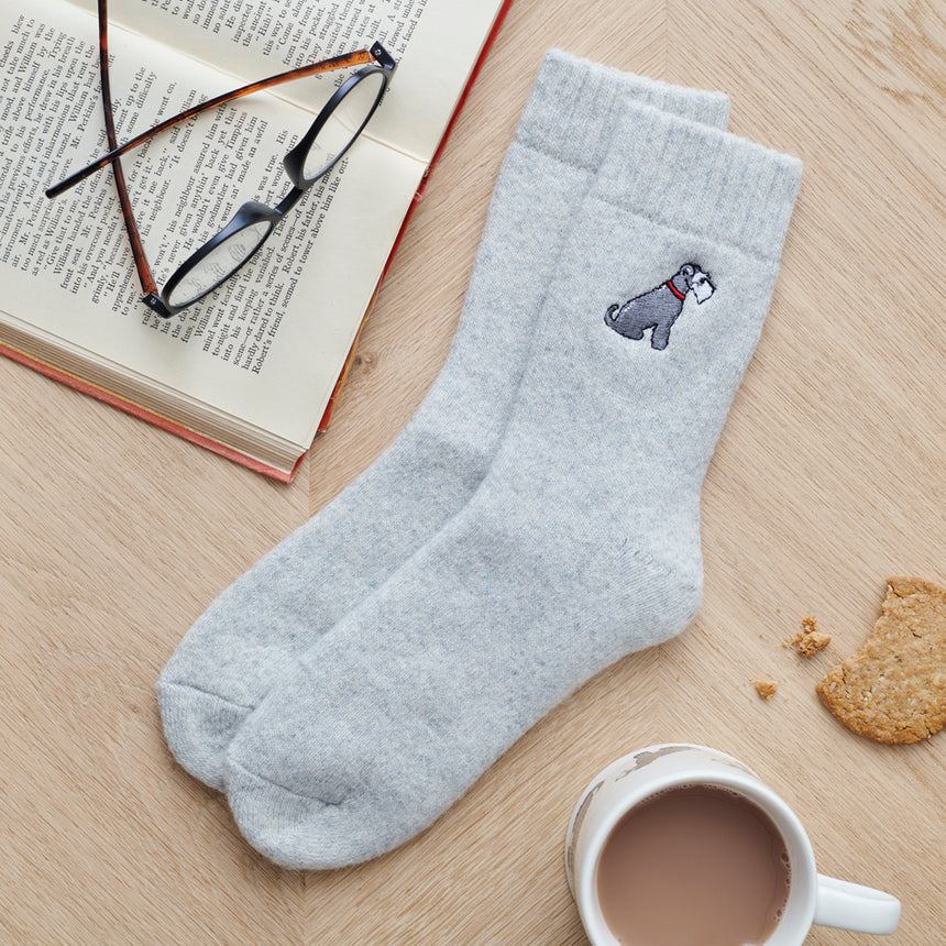 Sweet William Dog Walker Socks, Grey Schnauzer
