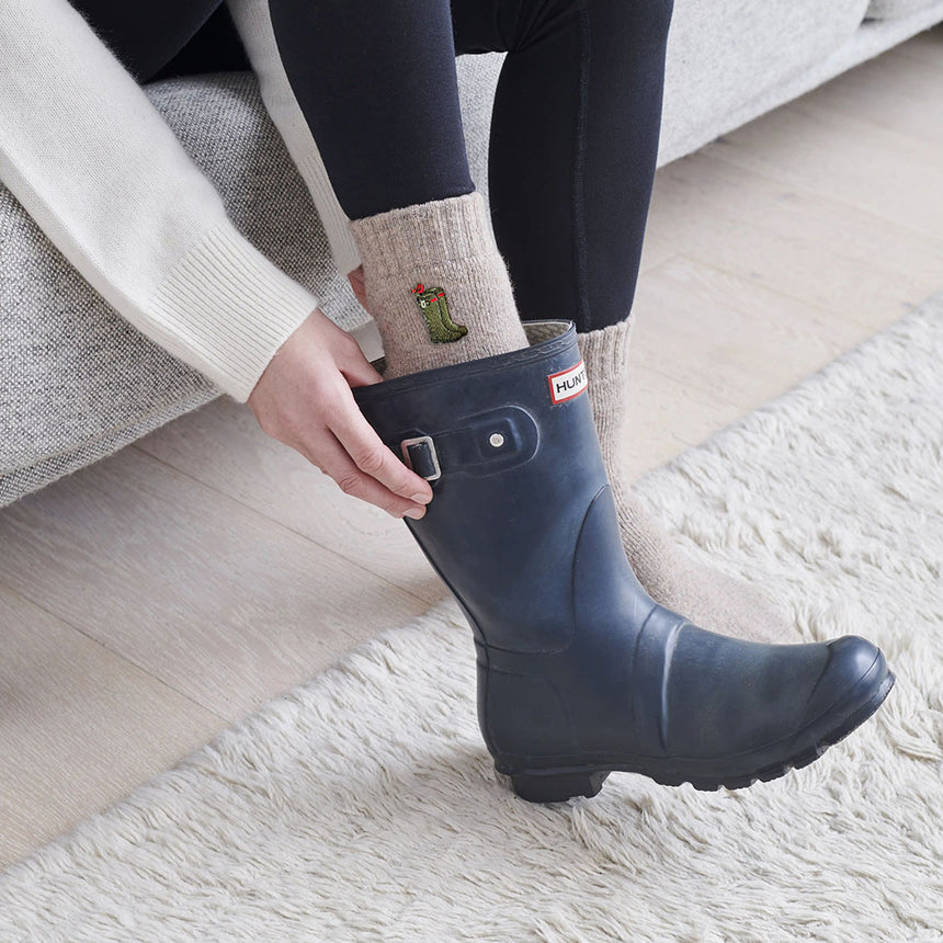 Sweet William Gardening Walking Wool Socks, Green Wellies