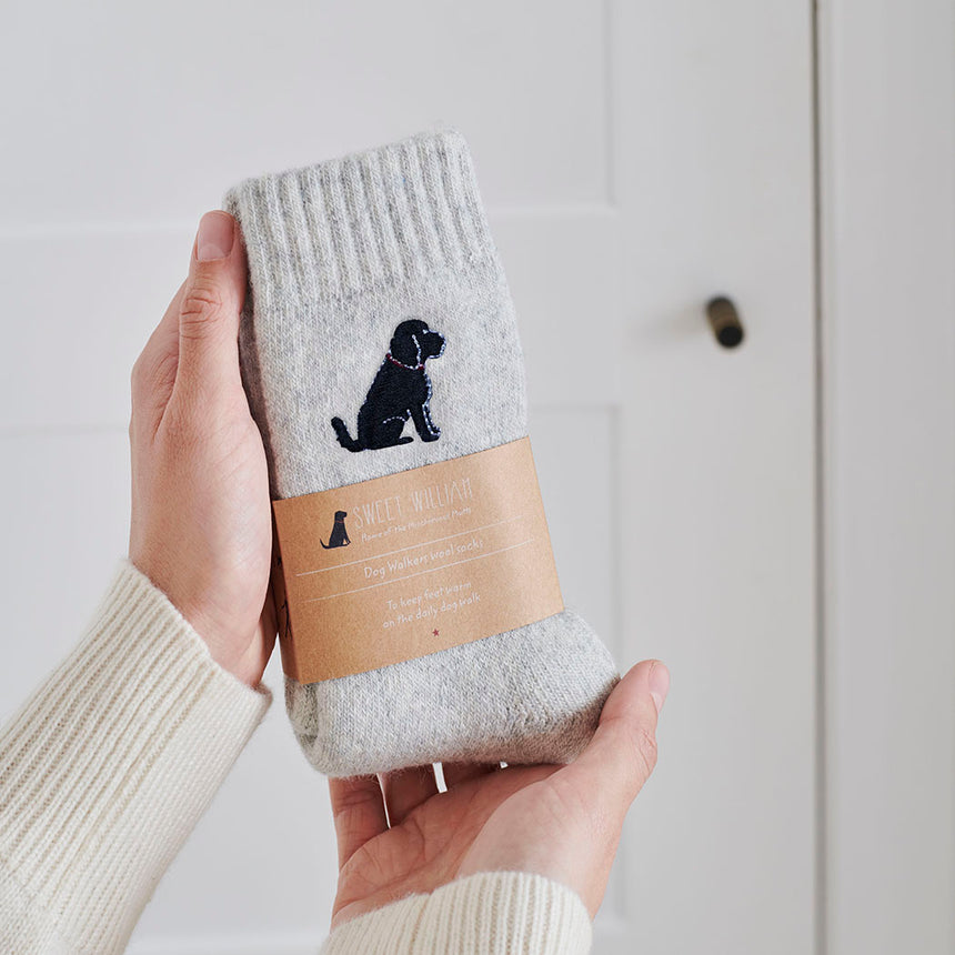 Sweet William Dog Walker Socks, Black Cockapoo