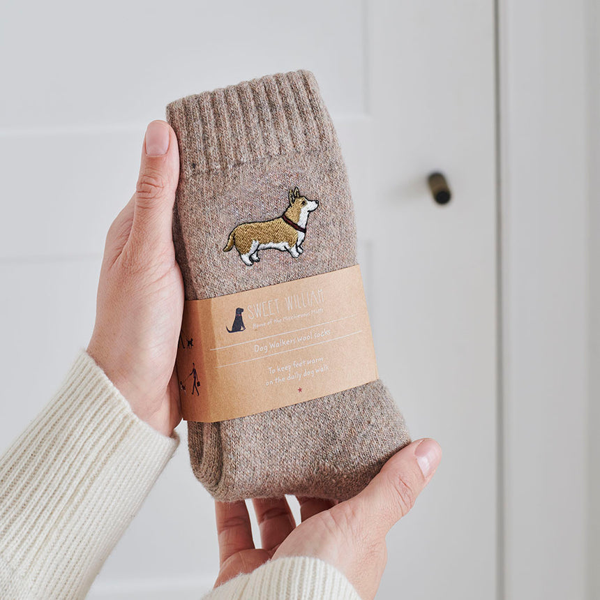 Sweet William Dog Walker Socks, Corgi