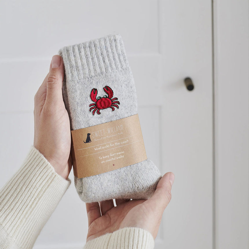 Sweet William Coastal Walking Wool Socks, Crab