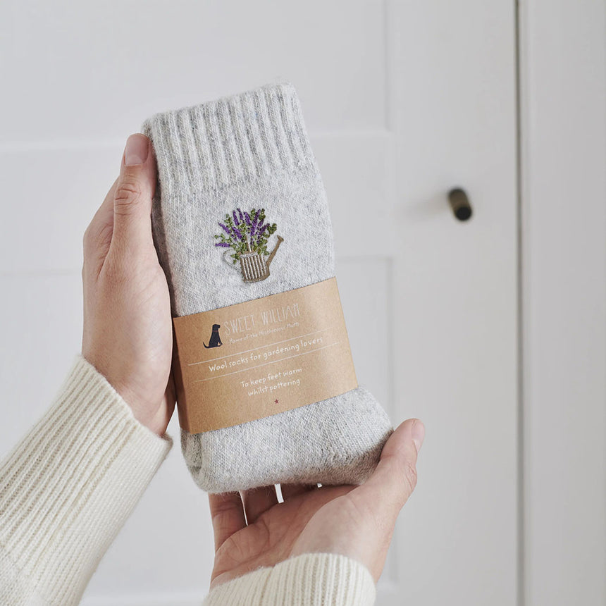 Sweet William Gardening Walking Wool Socks, Watering Can