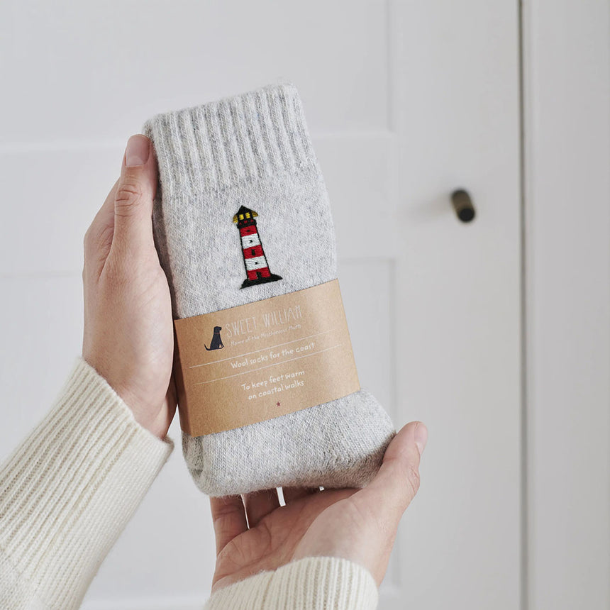 Sweet William Coastal Walking Wool Socks, Lighthouse