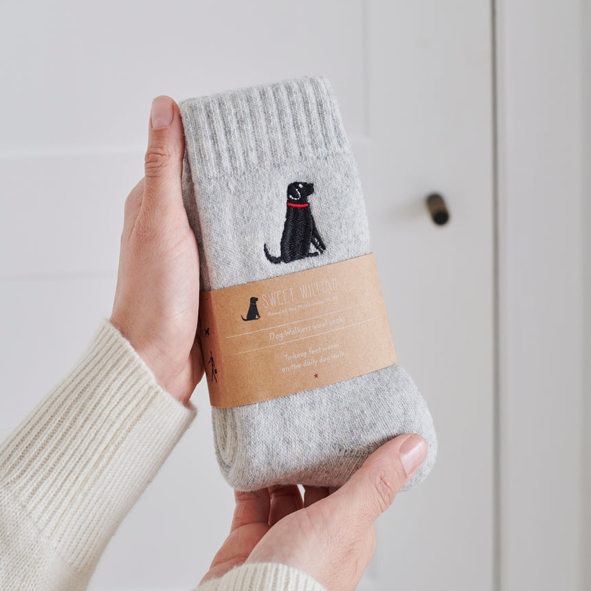 Sweet William Dog Walker Socks, Black Labrador