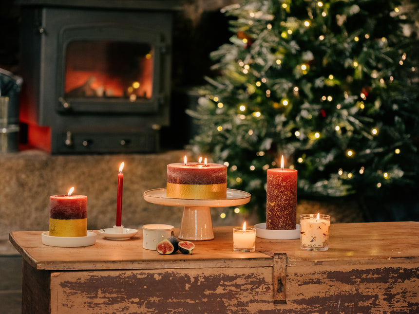 St Eval Gold Dipped Scented Pillar Candle, Sacred Forest