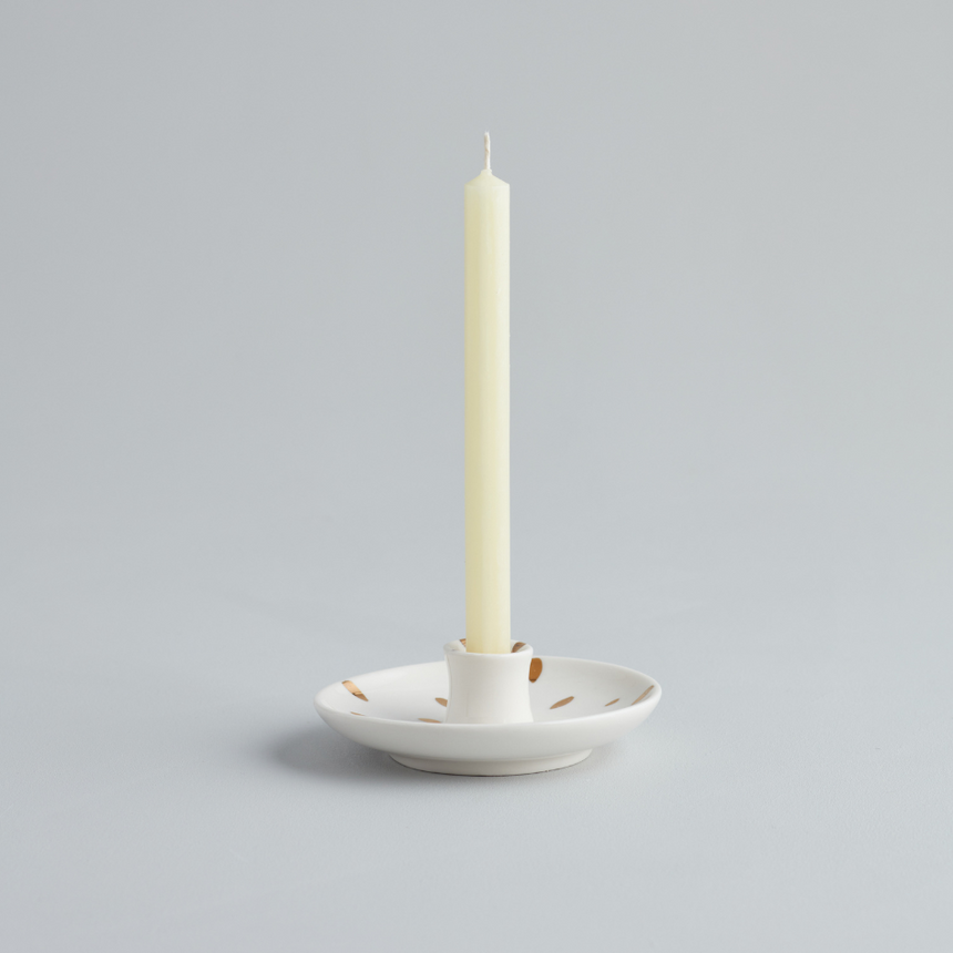 St Eval Gold Brushmarks candle holder