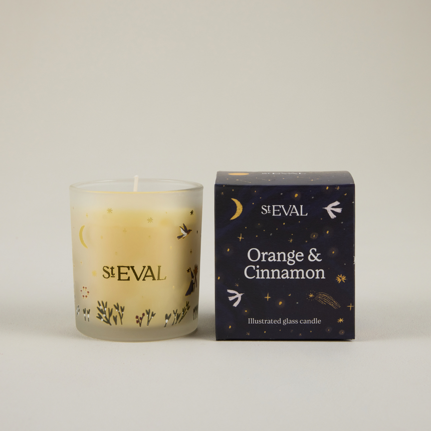 St Eval Orange & Cinnamon Scented Candle, Wonderland Glass
