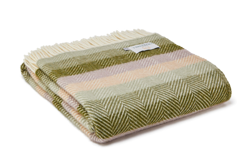 Tweedmill Pure New Wool Throw,Stripe Botanical