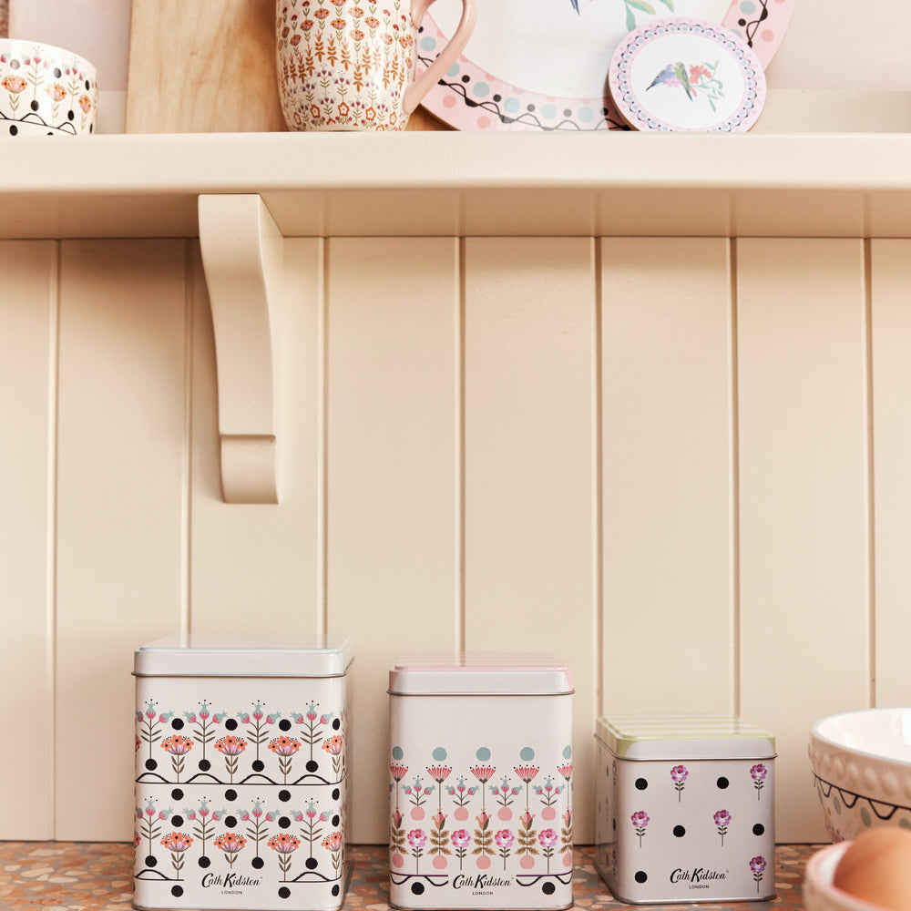 Cath Kidston Painted Table Square Storage Caddies,(Set Of 3)