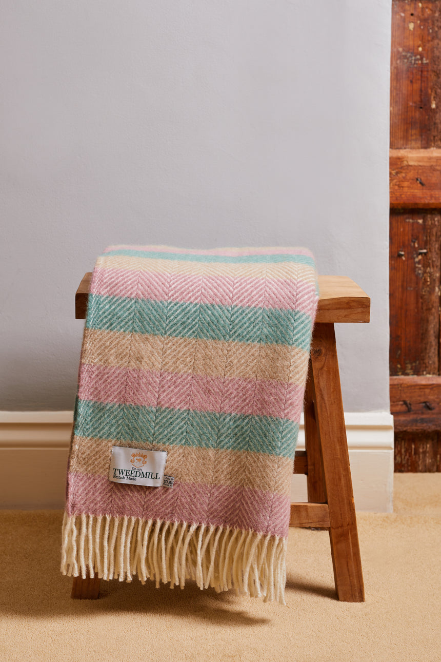 Tweedmill Pure New Wool Throw, Stripe Summer Breeze