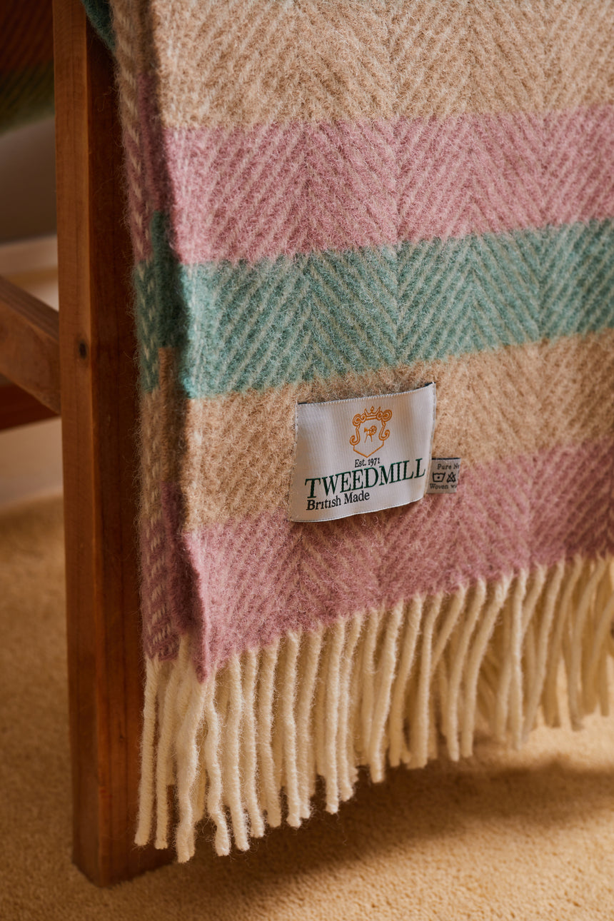 Tweedmill Pure New Wool Throw, Stripe Summer Breeze