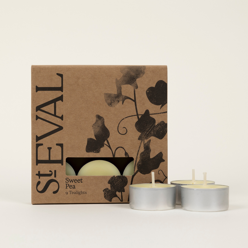 St Eval Sweet Pea Scented Tealights, (Set Of 9)