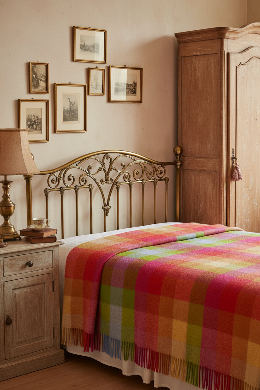 Bronte By Moon Harlequin Shetland Wool Throw, Sunshine