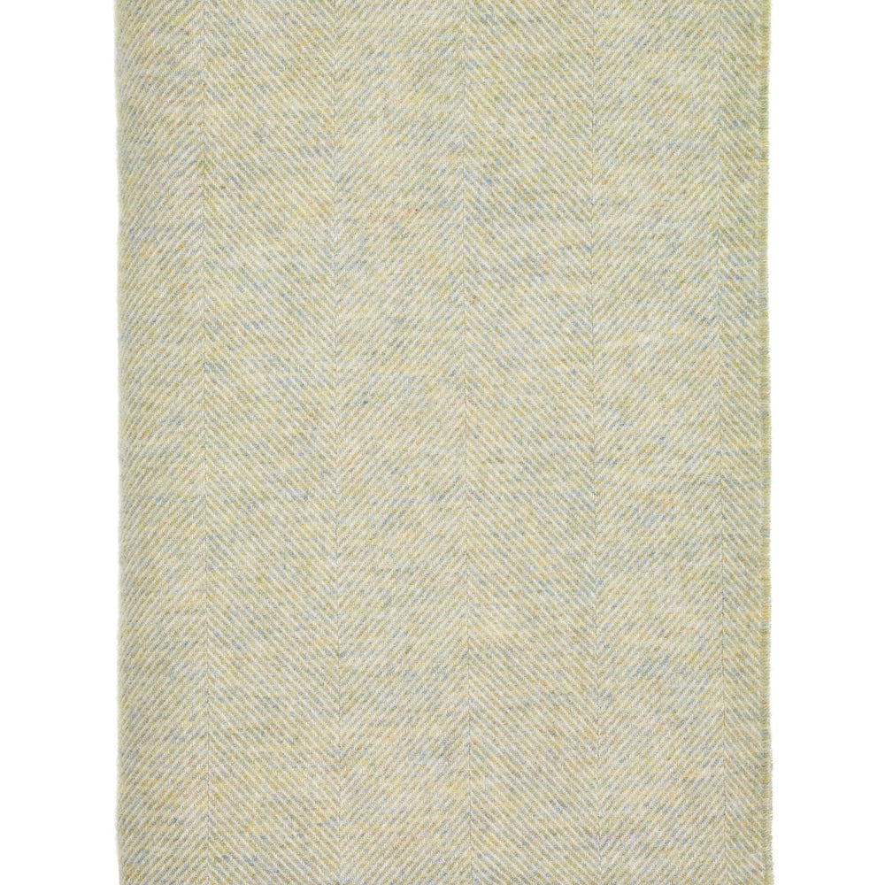 Bronte By Moon Herringbone Shetland Wool Throw, Light Sage