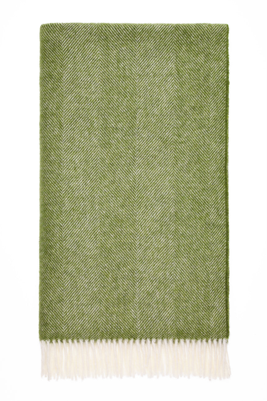 Bronte By Moon Herringbone Shetland Wool Throw, Apple