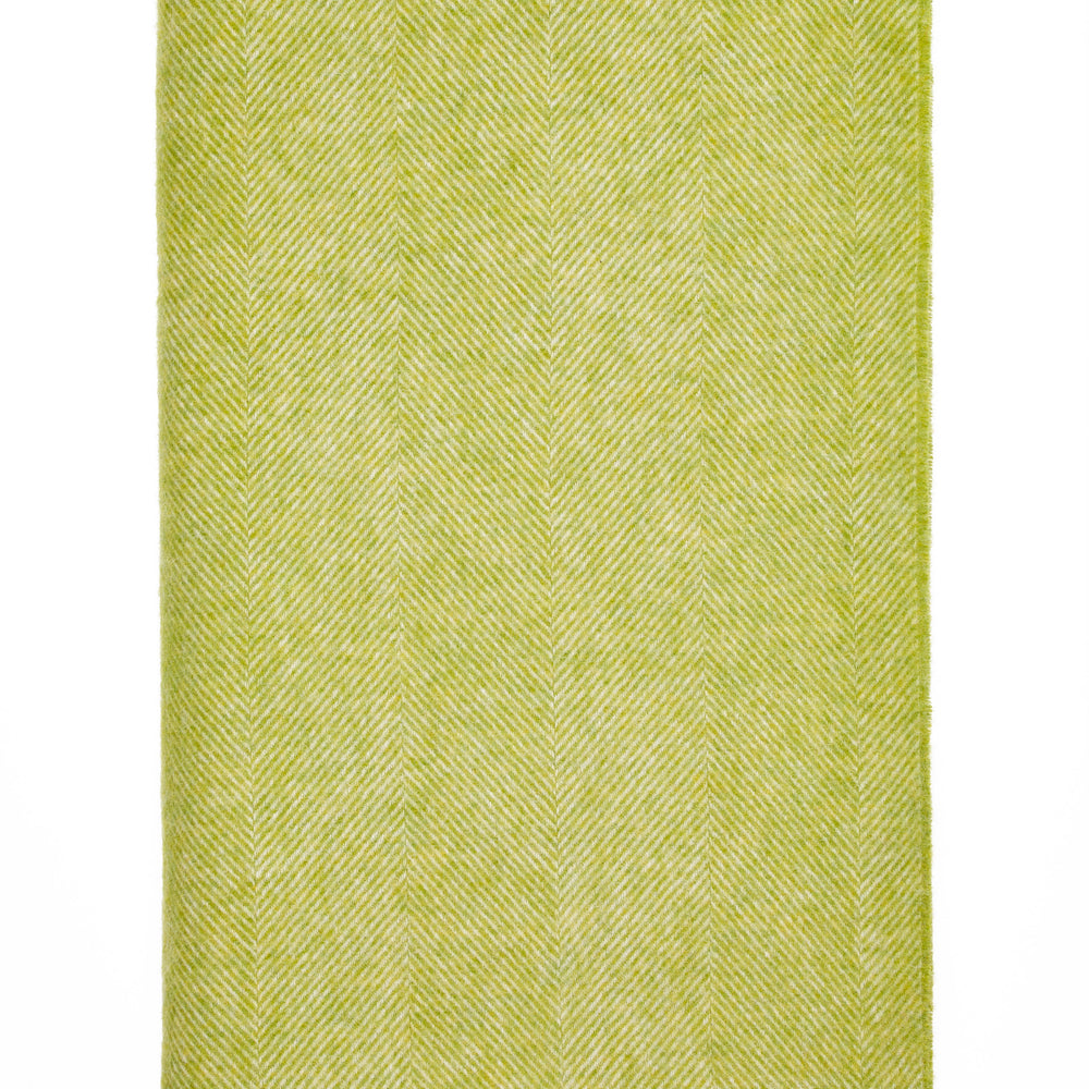 Bronte By Moon Herringbone Shetland Wool Throw, Lime