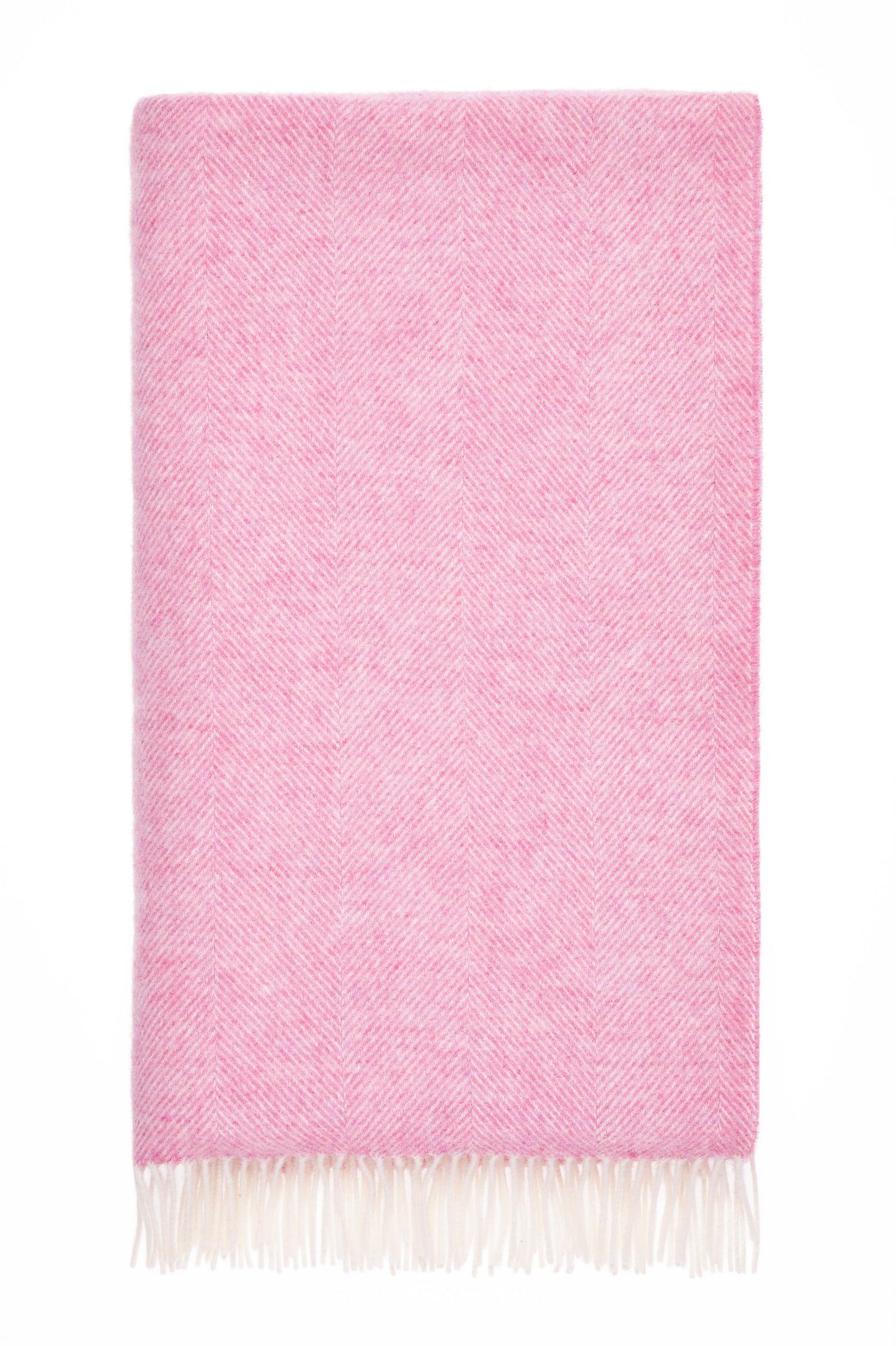 Bronte By Moon Herringbone Shetland Wool Throw, Pale Pink