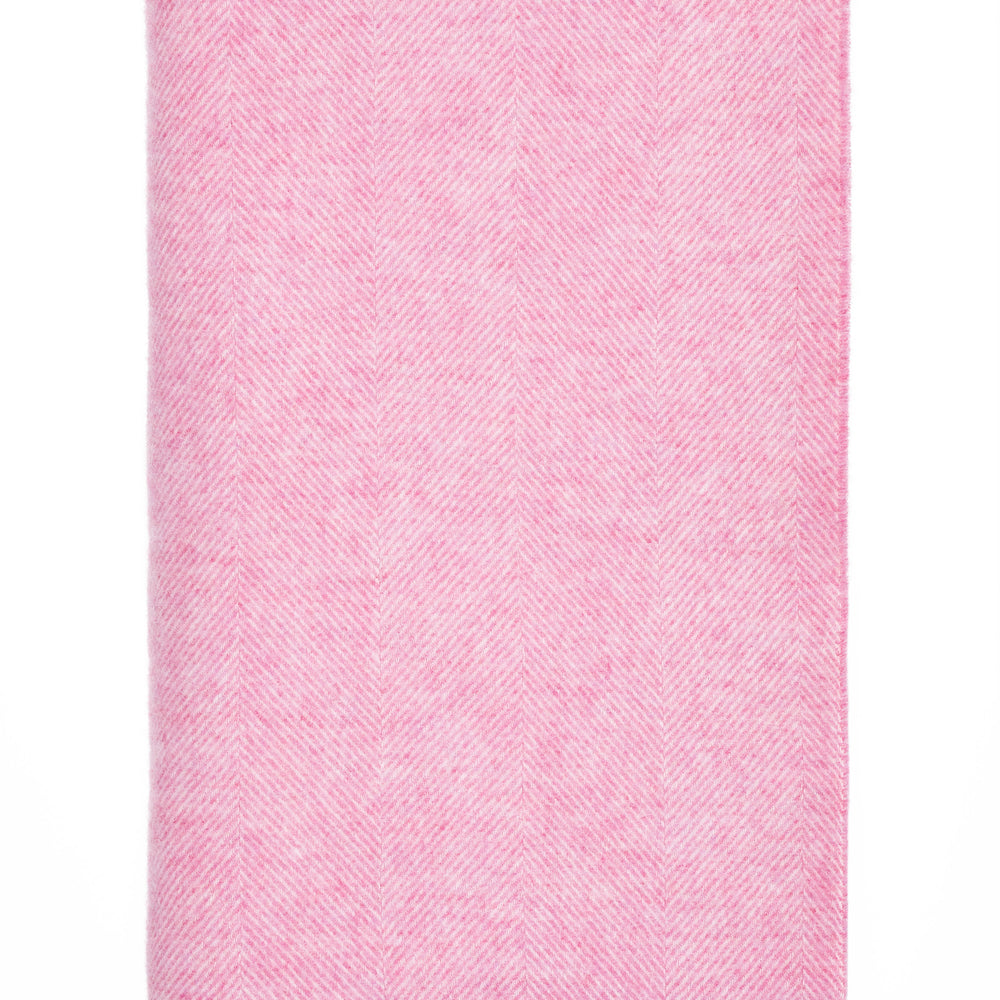 Bronte By Moon Herringbone Shetland Wool Throw, Pale Pink